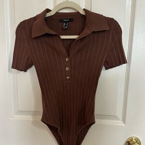 Brown ribbed bodysuit